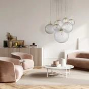 TK Lighting Obesna svetilka Cadix iz stekla, sedemžarni - Dnevna soba/jedilnica - jasno, zlato - Steklo