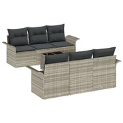 7-dijelni vrtni sofa set s jastučićima svjetlosiva poly ratan 2-sjedala vrtna sofa s skladištem i jastučićima svjetlosiva poly