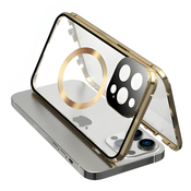 Magnetni Full-Body ovitek s steklom Stronghold MagLock za iPhone 15 Plus - titanium gold