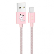 USAMS podatkovni kabel SJ234 s kužkom Lightning - pink