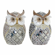 Decorative Figure DKD Home Decor Golden Silver Owl 14 x 10 x 20 cm (2 Units)