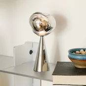 Tom Dixon LED baterijska namizna svetilka Melt Portable, srebrna, 29 cm - spalnica - Dizajn - srebro polirano, srebro zrcalno - Plastika