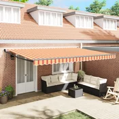 vidaXL avtomatska retraktivna tenda kremna in oranžna 500x300 cm