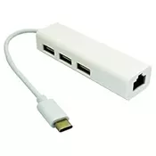 E-GREEN USB 3.1 tip C HUB (3 port USB 2.0 + 1port fast ethernet)