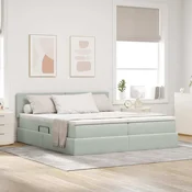 Krevet s LED trakama Svijetlo siva 180 x 200 cm Baršun