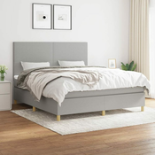 Greatstore Box spring postelja z vzmetnico svetlo siva 180x200 cm blago