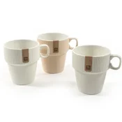 LONČEK MUG COLORS ČRTE 280ML/več barv/PORCELAN