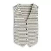 TOM TAILOR DENIM Pleten brezrokavnik  črna / bela