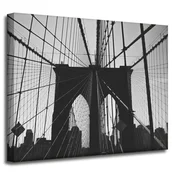 shumee Platno s tiskom Arhitektura Brooklynski most 50x40 Črno-belo ZDA