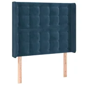 Vidaxl Vzglavje z ušesi temno modro 103x16x118/128 cm žamet
