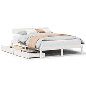 Vidaxl Posteljni okvir brez vzmetnice bel 140x190 cm trdna borovina