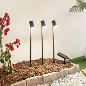 Lindby LED-sončna svetilka Myric, komplet 3 kosov, črna, aluminij, 3.000 K - Sodobni