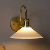 PR Home stenska svetilka August, zlata/opalna, višina 25 cm, E27 - Dnevna soba/jedilnica - Skandinavski - zlata barva, opal - Kovina