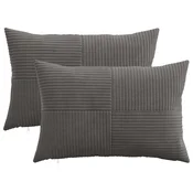 vidaXL Prevleka za blazino 2 pcs ALMELO Temno siva 50 x 80 cm korduroy