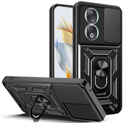 Oklepni ovitek MaX-Armor z obročem, kovinsko ploščico in zaščito zadnjih kamer za Honor 90 - army black