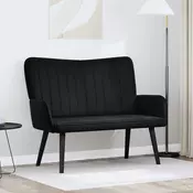 vidaXL Dvosečna zofa Črna 115 x 61 x 87 cm Žamet