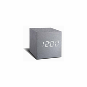 Siva budilka z belim LED zaslonom Gingko Cube Click Clock