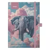 Blok notes z elastiko animals elephant a5 tp črt 96l