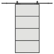 Vidaxl Drsna vrata s kompletom strojne opreme črna 102,5x205 cm ESG steklo