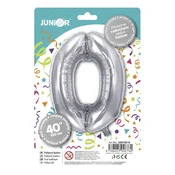 Lufi JUNIOR rođendanski balon, broj 0, 100 cm, srebrni