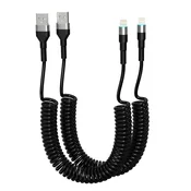 Spiralni Lightning kabel za iPhone (2 kosa) MFi CarPlay USB – LED, raztegljiv