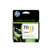HP 711 kartuše s črnim črnilom, 3 kosi, rumena, 29 ml