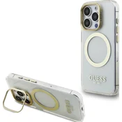 Guess IML Gold Outline Stand Camera Frame MagSafe zadnji ovitek za iPhone 15 Pro prozoren