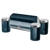 Škatla za kruh iz nerjavnega jekla s kompletom 3 doz Metallic Line Aquamarine 55626