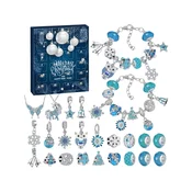 Adventni koledar BLUE DIAMONDS z zapestnicami, verižicami in obeski, modra/srebrna