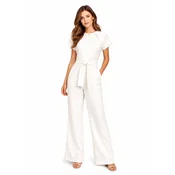 BIBI SAKALIEVA Kombinezon Off- White Wide-Leg Jumpsuit with Belt off-bela