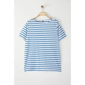 Trendyol Curve White-Blue Striped Boat Neck Knitted T-shirt