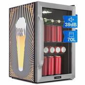 Klarstein Beersafe 70, Bier-Print Edition, hladilnik, 70 litrov, 3 police, panoramska steklena vrata, nerjaveče jeklo