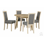 Komplet za jedilnico Oslo 3 L sonoma/artisan + 4 stola Roma 3 sonoma 34B