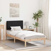 Vidaxl Posteljni okvir z oblazinjenim vzglavjem Črna 75 x 190 cm