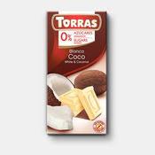 Bela čokolada s kokosom in sladilom Torras, 75g