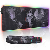 MG World Map RGB gaming podloga za miško 90 x 40 cm, črna