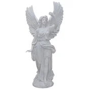 Casa Padrino Luxury Art Nouveau Marble Deco Sculpture Angel White H. 215 cm - Magnificent Garden Marble Deco Figure - Baroque & Art Nouveau Garden Marble Deco Accessories - Noble & Magnificent