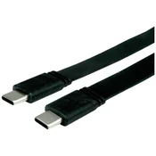 VALUE VALUE USB4 Gen 3 kabel, PD 20V5A, Emark, CC, ST/ST, 40 Gbit/s, ploščat, črn, 0,5 m Value USB kabel USB 4.0 USB-C vtič 0.5 m črna zaščiten 11.99.9085, (20416737)