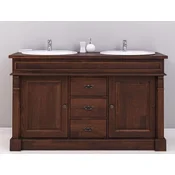 Casa Padrino country style double washbasin cabinet with 2 ceramic sinks dark brown/white 150 x 51 x H. 91 cm - Solid wood bathroom furniture in country style - Country style furniture