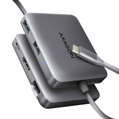 slomart hmc-5hl večportno vozlišče 2x usb-a, 4k hdmi, glan, usb 3.2 gen 1, pd 100w, 15cm usb-c kabel