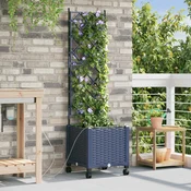 Vrtni planter s navodnjavanjem i kotacima Siva 40 x 40 x 148 cm