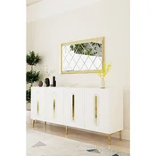 Hanah Home komoda Rany 180, 180 cm, bela / zlatna