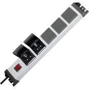 KOPP RAZDELILNA LETEV KOPP POWERVERSAL 227320017, 5 VTIČNIC, POKLOPNI POKROV, ČRNA/SREBRNA