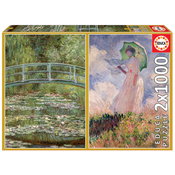 Slagalica Educa od 2 x 1000 dijelova - Jezero s lopocima, Claude Monet