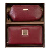 Princ Leather Ženski poklon set novcanik i neseser, Bordo