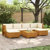 Set vanjskih sofa s jastukom 7 Komad Smeda Cvrsto drvo akacije