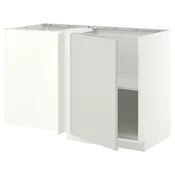 METOD Ugaoni podni ormaric s policom, bela/Aspudden svetlosiva, 128x68 cm
