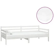 Vidaxl Dnevna postelja z vzmetnico 90x200 cm bela trdna borovina