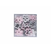Okrasni les 20 kosov 35x35 mm cvetja mešanica, naravno, belo, roza, sivo