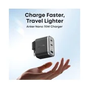 ANKER Nano 70W GaN zidni brzi punjac/ 3-porta (2x USB-C i 1x USB-A) crni